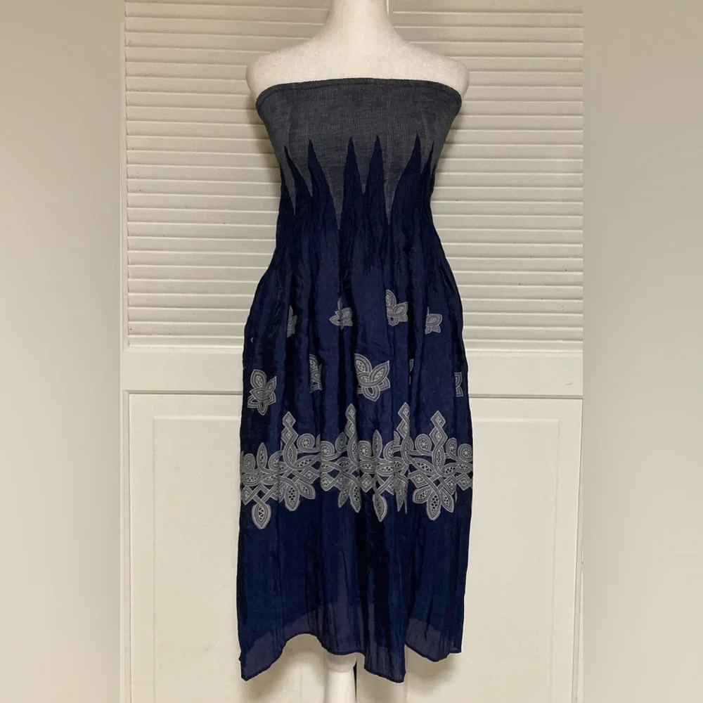 NWT Lapis Navy & White Tube Top Dress - Picture 2 of 10